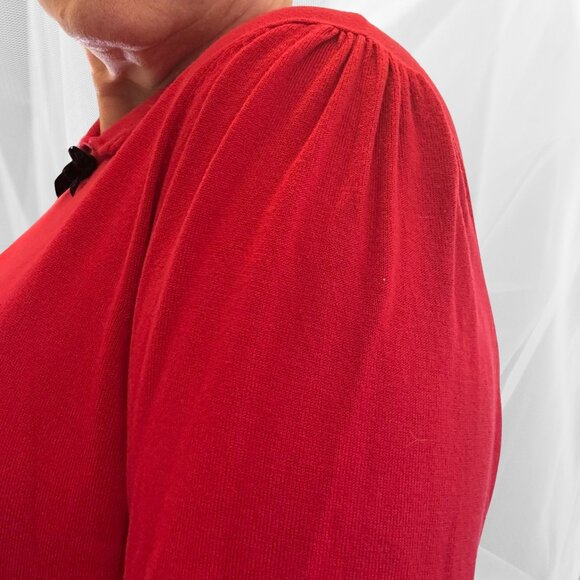 Collectif Red Knit Polo Sweater – Short Sleeve Retro Top, Size 18 - Picture 4 of 9